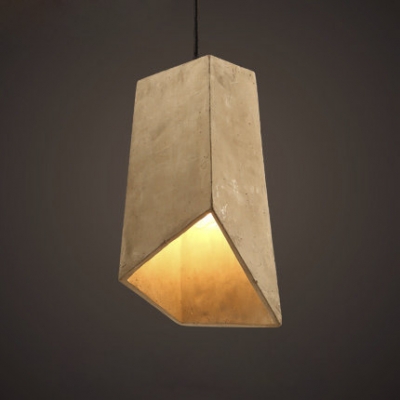 Vintage Style Cement Style Rectangle One Light Pendant in Gray