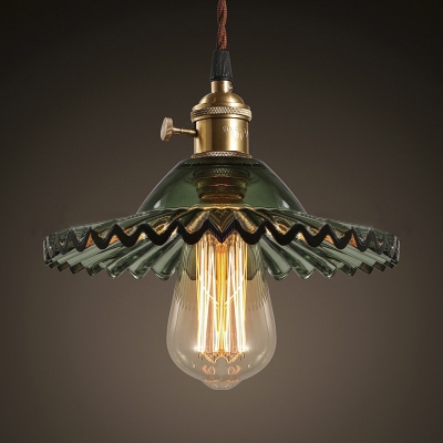 Industrial Botanic One Light Hallway Pendant with Green Glass Shade