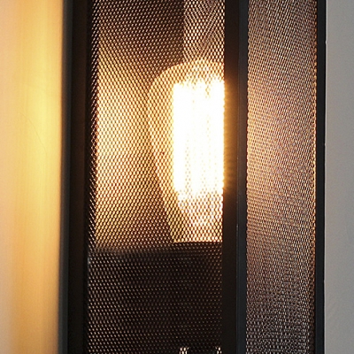 Rectangle Single Light Wall Sconce with Metal Mesh