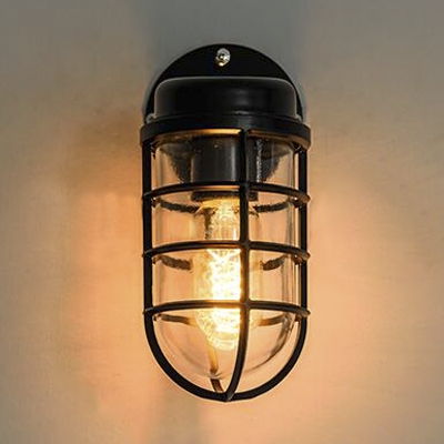 Classic Practical Metal Frame Industrial Wall Sconces in Black Finish