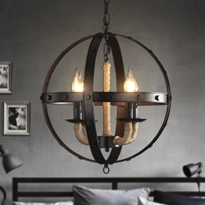 Industrial Metal Mini Chandelier with Four Light