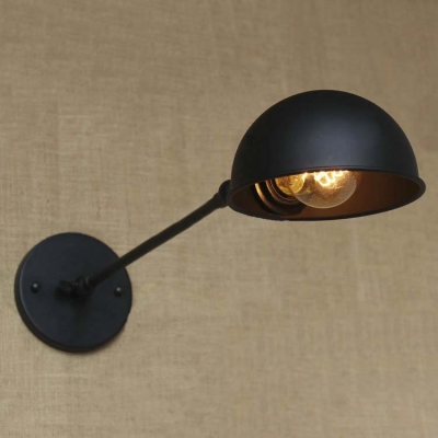 One Light Classic Industrial Hallway Wall Lamp with Metal Shade