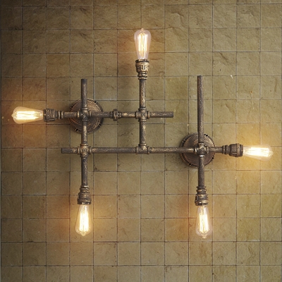 

Retro Bronze Finished Pipe Four Light Wall Light, HL428312