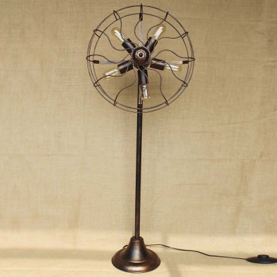 Retro Wrought Iron 5-Light Full Sized Floor Lamp in Antique Copper