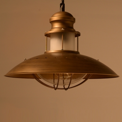 Antique Gold Finished Wrought Iron Style Single Light Pendant