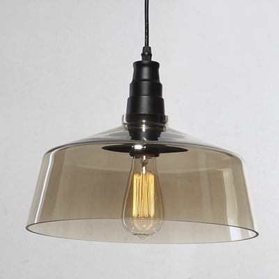 

Classic Warehouse Glass Shade 1-Light Ceiling Fixture in Black, HL428416