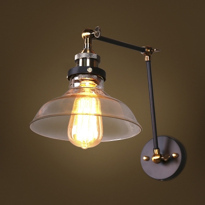 Industrial Single Light Wall Sconce with Clear Glass Shade