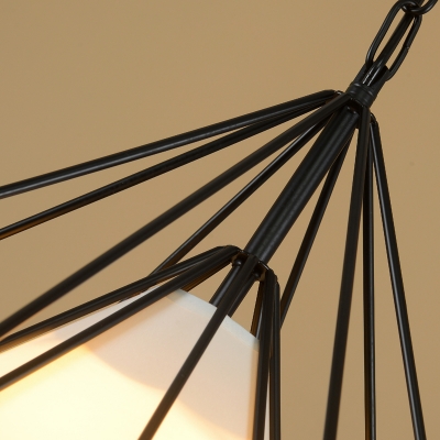 Fabric and Wire Style Three Light Multi Light Pendant with Diamond Shape Shade