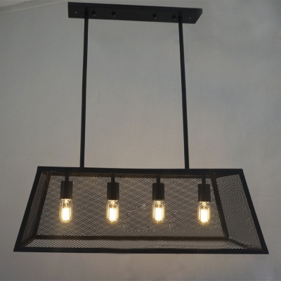 Industrial Style 31''W Linear Chandelier with Metal Mesh