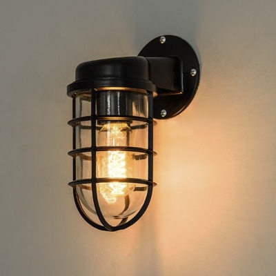 Classic Practical Metal Frame Industrial Wall Sconces in Black Finish