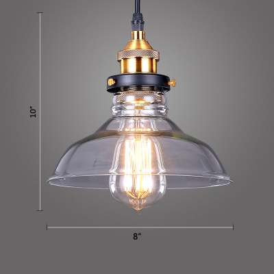 8/10/11 Inches Width Industrial Lodge 1-Light Indoor Ceiling Fixture with Crystal Clear Glass Shade