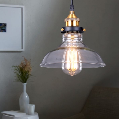 8/10/11 Inches Width Industrial Lodge 1-Light Indoor Ceiling Fixture with Crystal Clear Glass Shade