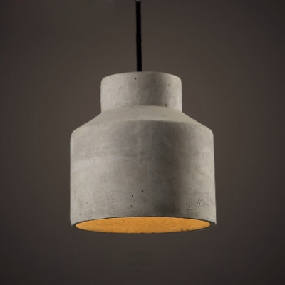 Round Concise Style Cement Indoor Hanging Pendant in Grey