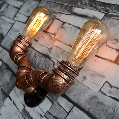 Industrial Novel Aged Copper Finish Iron Pipe Style Wall Sconces