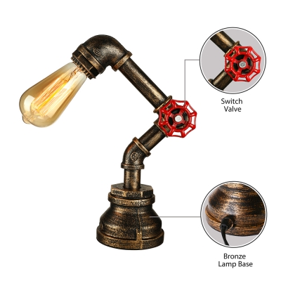 Pipe Designed Antique Bronze 1-Lt Novel Table Lamp