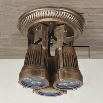 Vintage Style 3 Light Semi Flush Ceiling Fixture in Bronze Finish