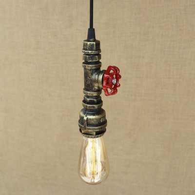 One Light Retro Pipe Pendant Light Industrial Metal Hanging Lamp