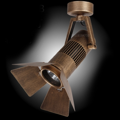 Industrial Style Single Light Semi Flush Indoor Lighting in Bronze Finish