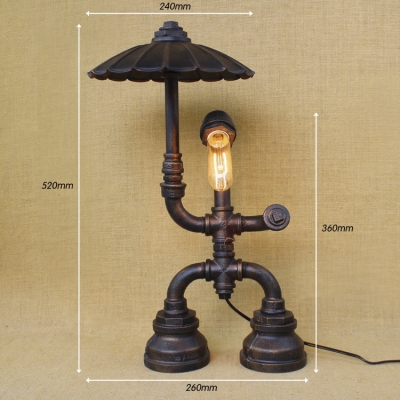 Vintage Pipe Designed Wall Sconces Industrial Novel Hallway Lighting in Shape of Doll with Umbrella