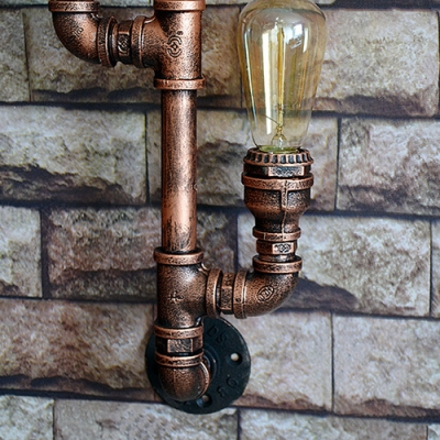 Practical Hallway Lighting Industrial Metal Pipe Single Light Wall Sconce