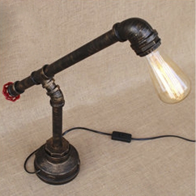 Rustic Loft Bedside Lighting Mottled Bronze Metal Table Lamp
