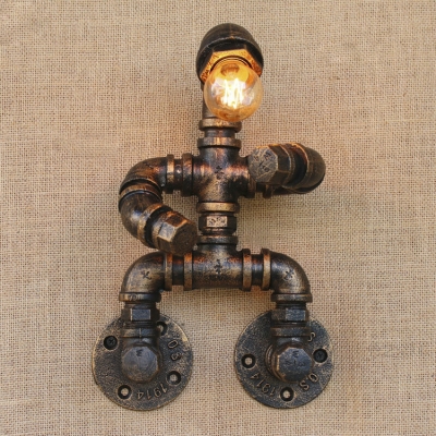 Industrial Fun Lighting Iron Pipe Feature 1-Lt Wall Sconces 8.27
