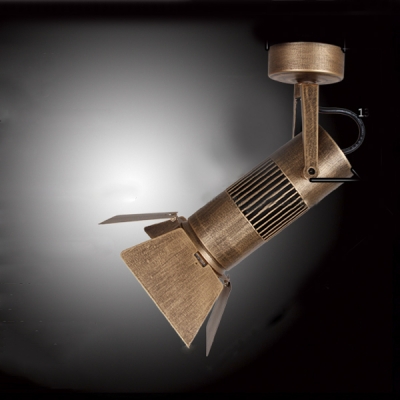 Industrial Style Single Light Semi Flush Indoor Lighting in Bronze Finish