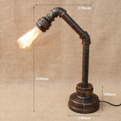 Modern Lighting Industrial One Light Metal Pipe Aged Bronze Desk Lamp