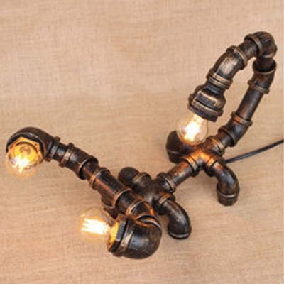 Industrial Retro Pipe Designed Antique Bronze Table Light in Scorpion Shape
