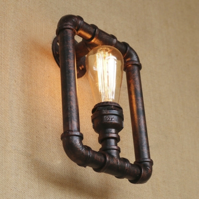 Vintage Rust Pipe Style Industrial Indoor Wall Sconces with 1 Light