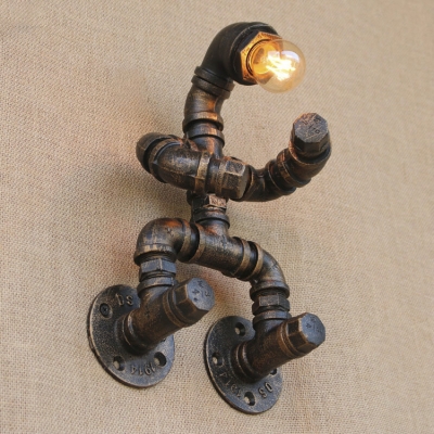 Industrial Fun Lighting Iron Pipe Feature 1-Lt Wall Sconces 8.27
