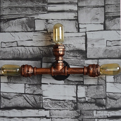 Restoration Iron Pipe Designed 3-Light Indoor Hallway Wall Sconce of Industrial Style