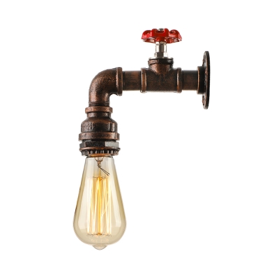 Single Light Bare Bulb Style Tap Shaped Sconce Industrial Rustic Indoor Lighting Fixture