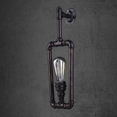 Industrial Black Iron 1-Lt Wall Light Classic Sconces in Rectangle Shape
