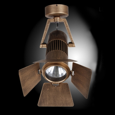 Industrial Style Single Light Semi Flush Indoor Lighting in Bronze Finish