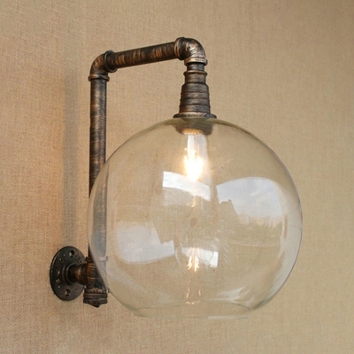 Vintage Classic Industrial Wall Light with 11.81 Inches Wide Glass Shade