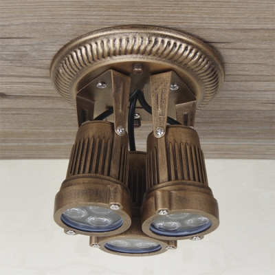 Vintage Style 3 Light Semi Flush Ceiling Fixture in Bronze Finish