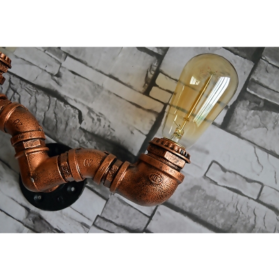 Industrial Novel Aged Copper Finish Iron Pipe Style Wall Sconces