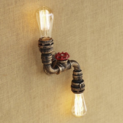 Vintage Rustic Old Bronze Pipe 2-Light Sconces Indoor Lighting