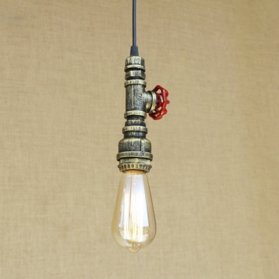 One Light Retro Pipe Pendant Light Industrial Metal Hanging Lamp