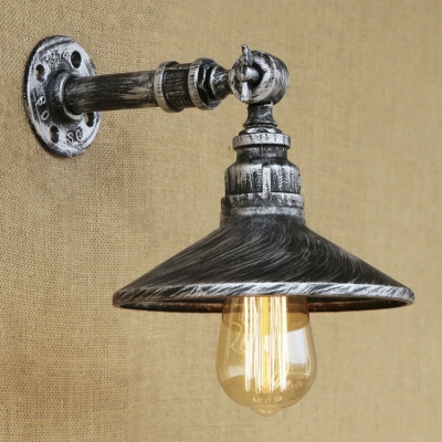 Industrial Antique Silver Metal Pipe Designed Wall Sconce Restaurant Lighting Fixture