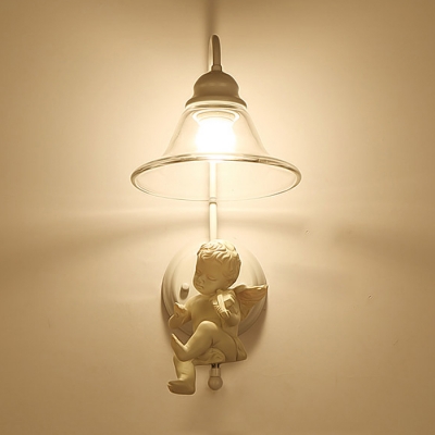 Pure Angel Pairs with All White Add Charm to Magnificent Single Light Wall Sconce Adorned with Clear Crystal Drop