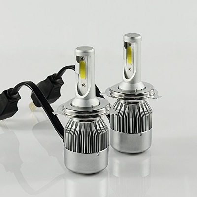 Car Hi/Lo Beam LED Headlight Bulbs H4 72W 7600LM 6000K COB LED Pack of 2