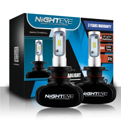 NIGHTEYE S1 Car LED Headlight Bulbs H7 50W 8000LM 6500K SEOUL CSP LED Pack of 2