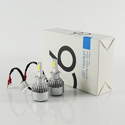 Car LED Headlight Bulbs H3 72W 7600LM 6000K COB LED Pack of 2