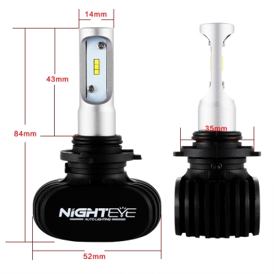 NIGHTEYE S1 Car LED Headlight Bulbs 9006/HB4 50W 8000LM 6500K SEOUL CSP LED Pack of 2