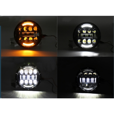 7 Inch 80W LED Projector Headlight for Jeep Wrangler with H4 DRL OSRAM LED 6500K Pack of 2