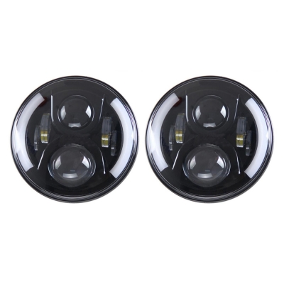 7 Inch 60W Round LED Projector Headlight for Jeep Wrangler JK TJ Amber Turn Signal Angel Eye DRL Cree LED Pack of 2