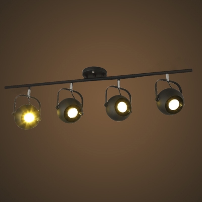 Matte Black 4 Light Indoor Adjustable Spotlight LED Close to Ceiling Fixture