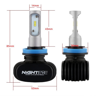 NIGHTEYE S1 Car LED Headlight Bulbs H11 50W 8000LM 6500K SEOUL CSP LED Pack of 2